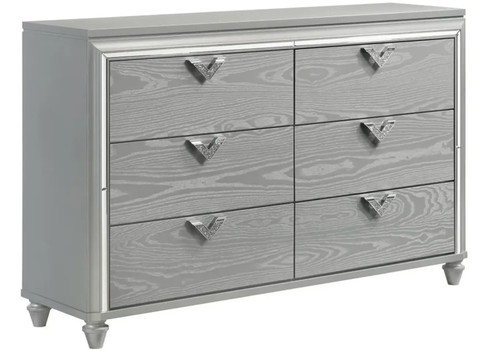 Veronica - 6-Drawer Dresser - Light Silver