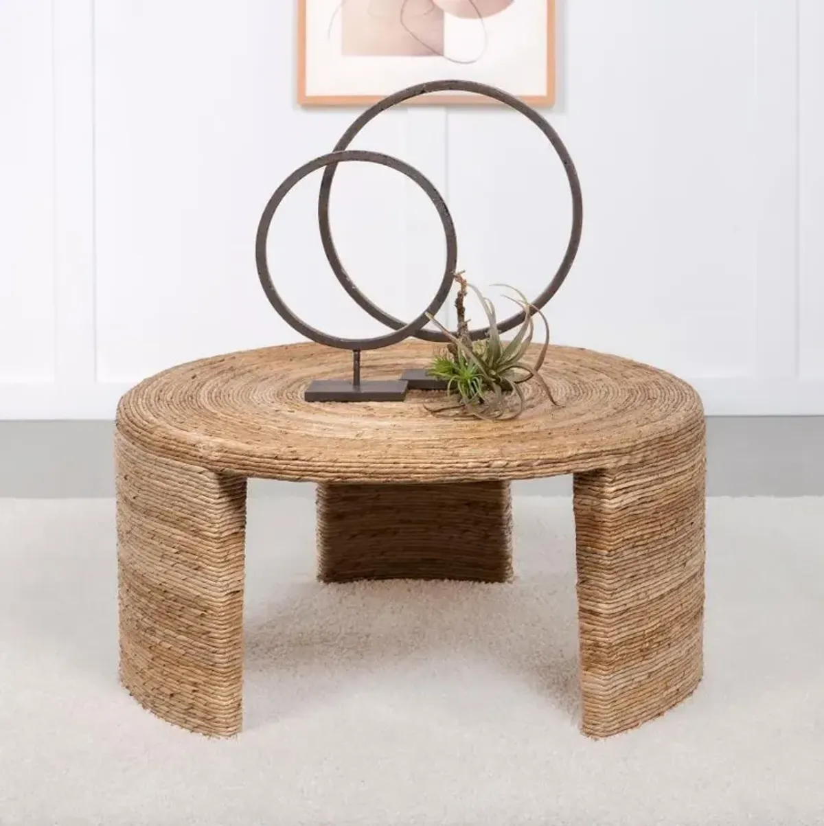 Artina - Woven Rattan Round Coffee Table - Natural