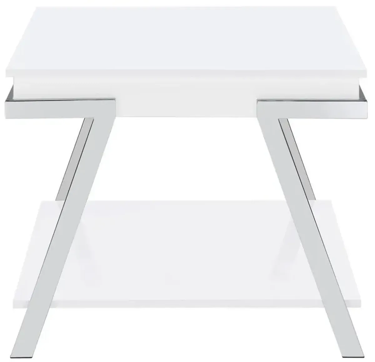 Marcia - Rectangular Side End Table - White High Gloss