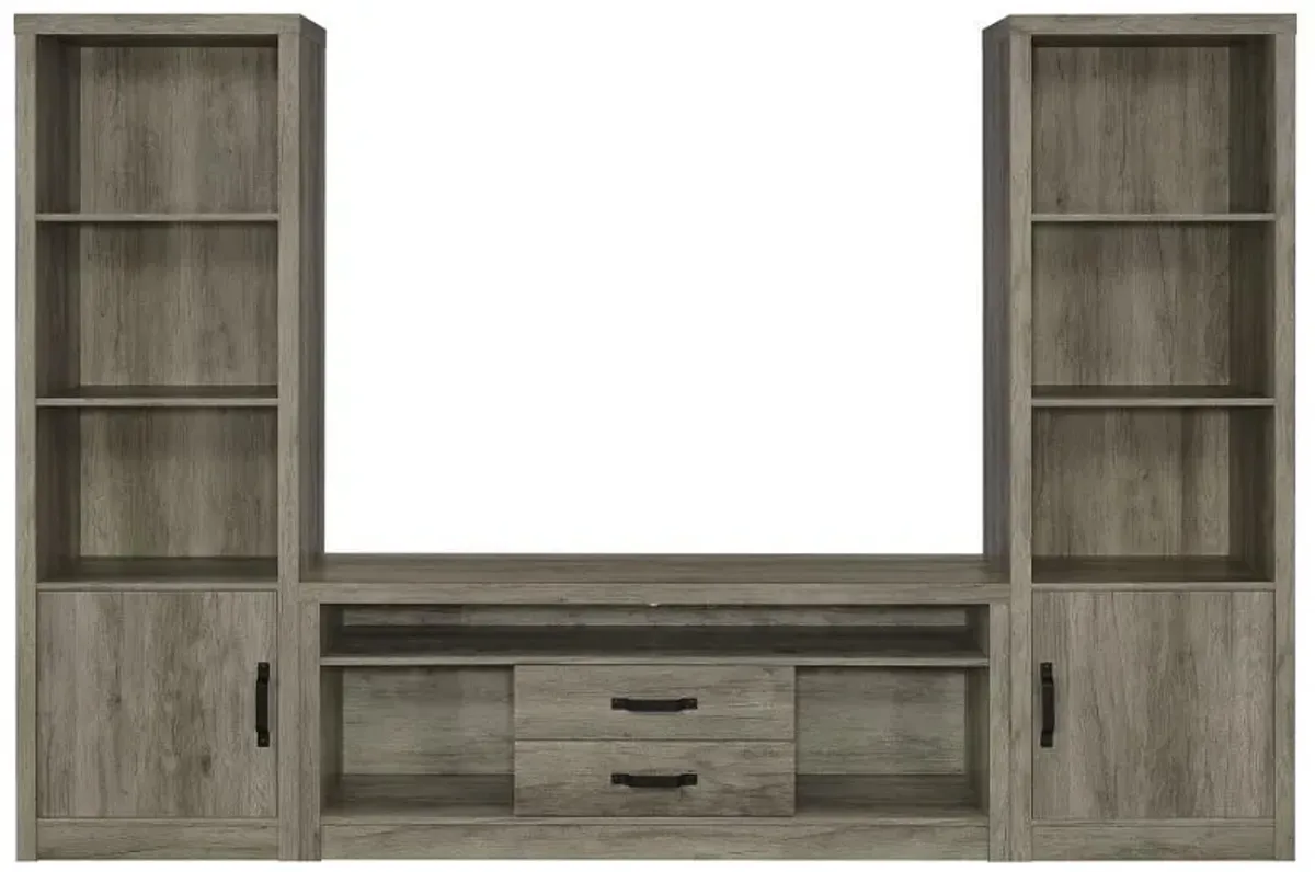 Burke - 3 Piece TV Entertainment Center - Gray Driftwood