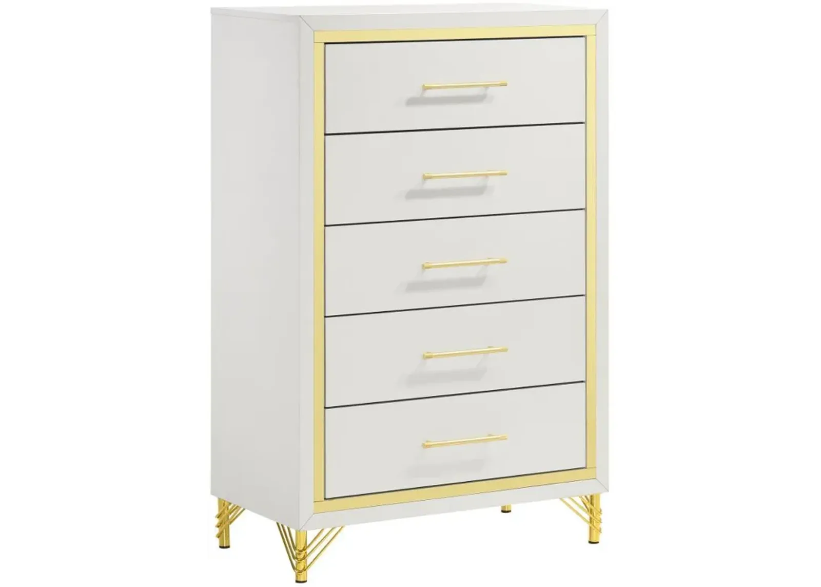 Lucia - 5-Drawer Bedroom Chest - White