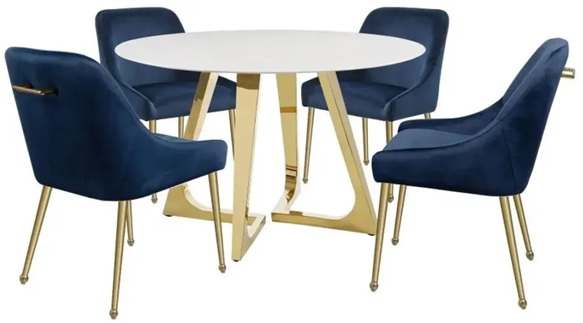 Gwynn - Round Marble Stainless Steel Dining Table - Gold