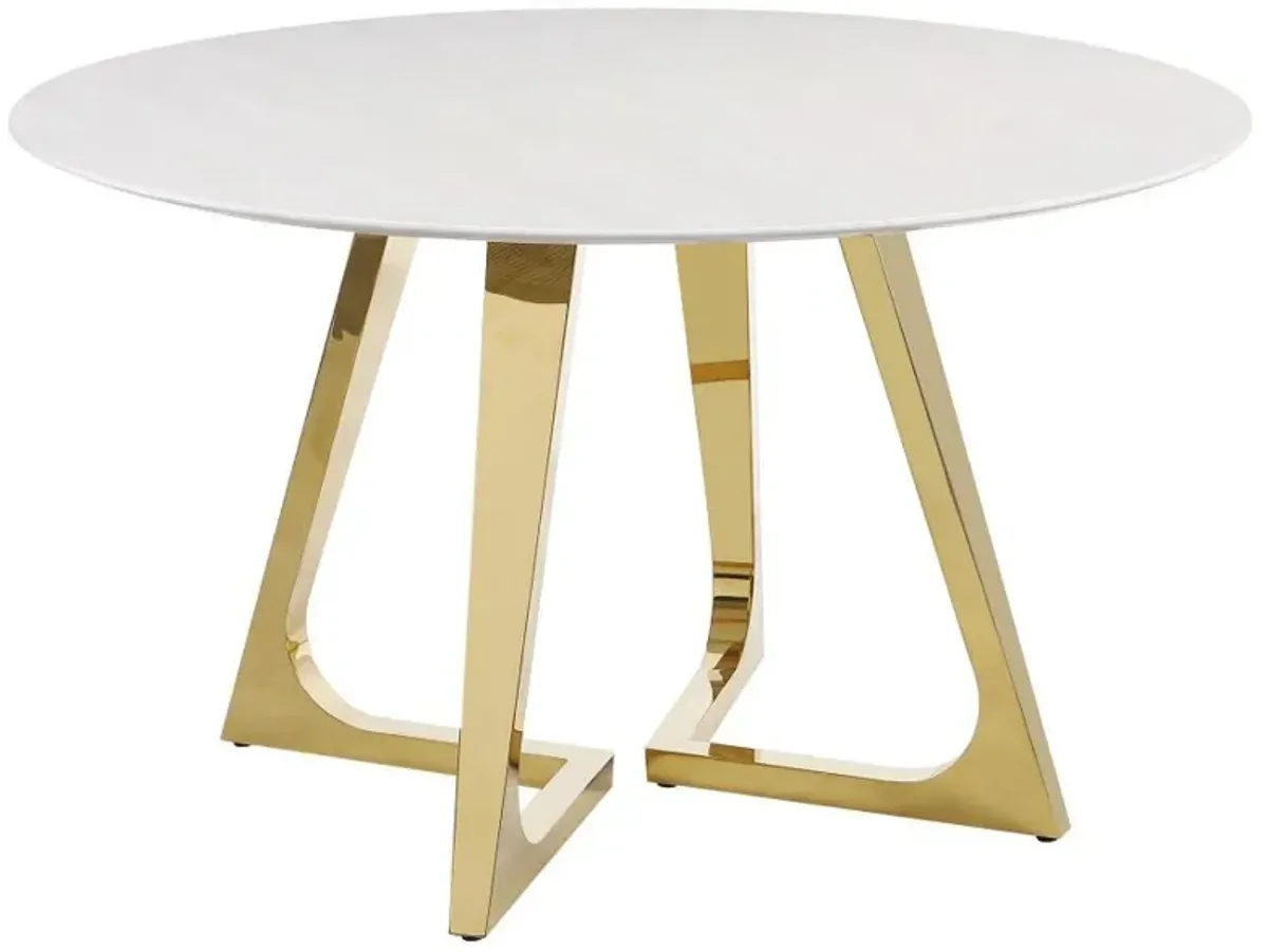 Gwynn - Round Marble Stainless Steel Dining Table - Gold