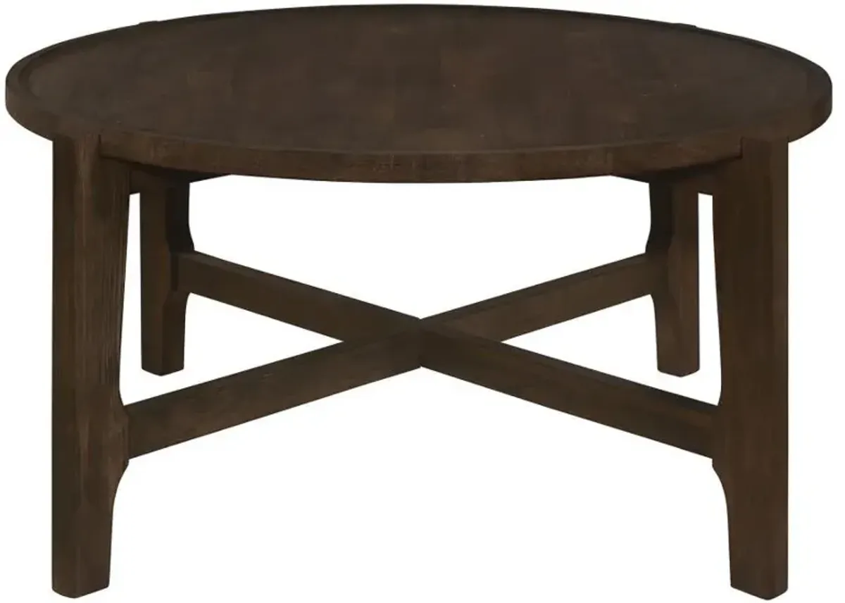 Cota - Round Solid Wood Coffee Table - Dark Brown