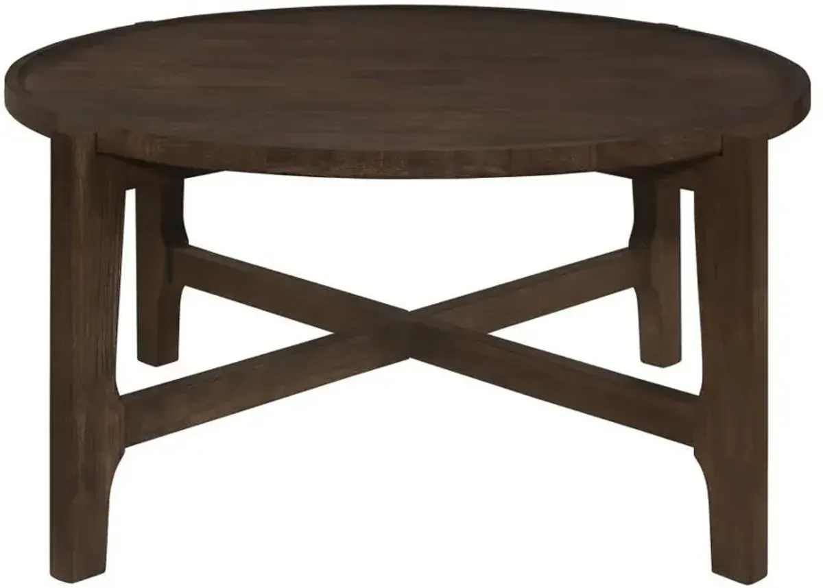 Cota - Round Solid Wood Coffee Table - Dark Brown