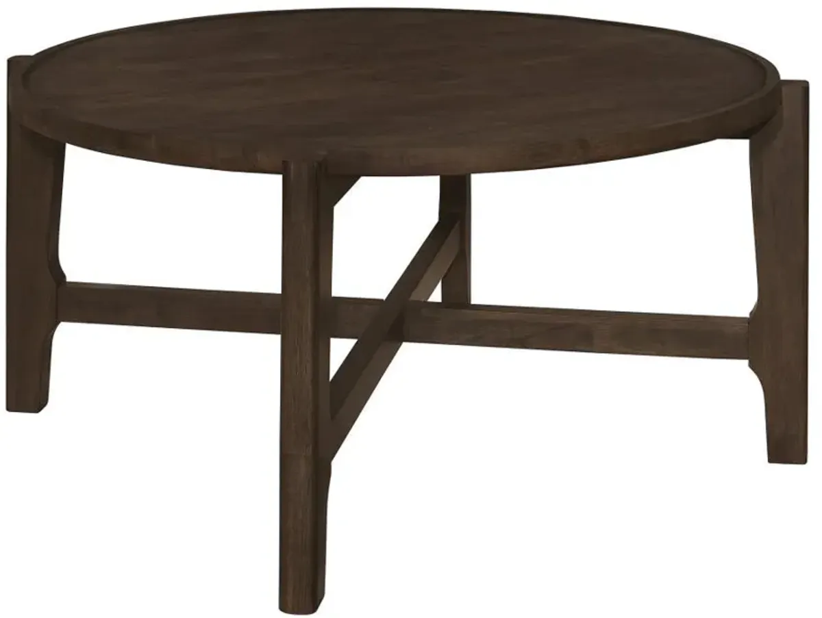 Cota - Round Solid Wood Coffee Table - Dark Brown