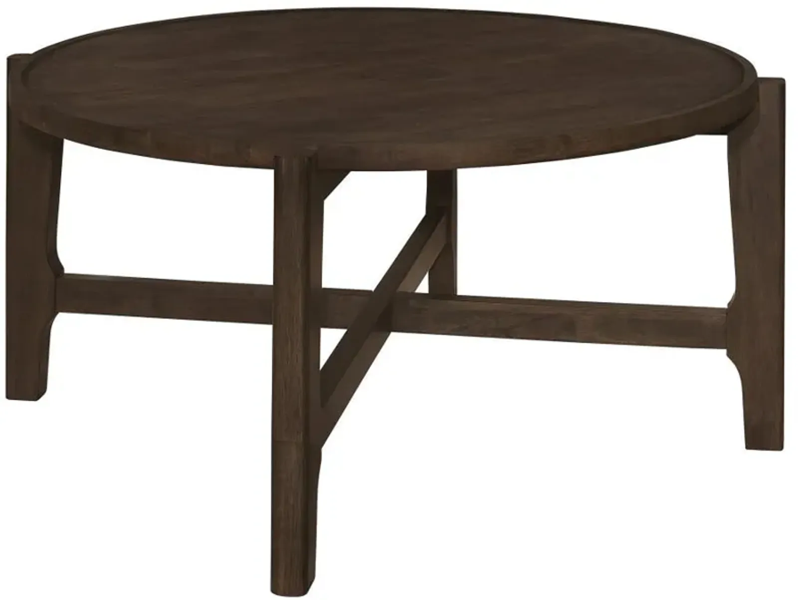 Cota - Round Solid Wood Coffee Table - Dark Brown