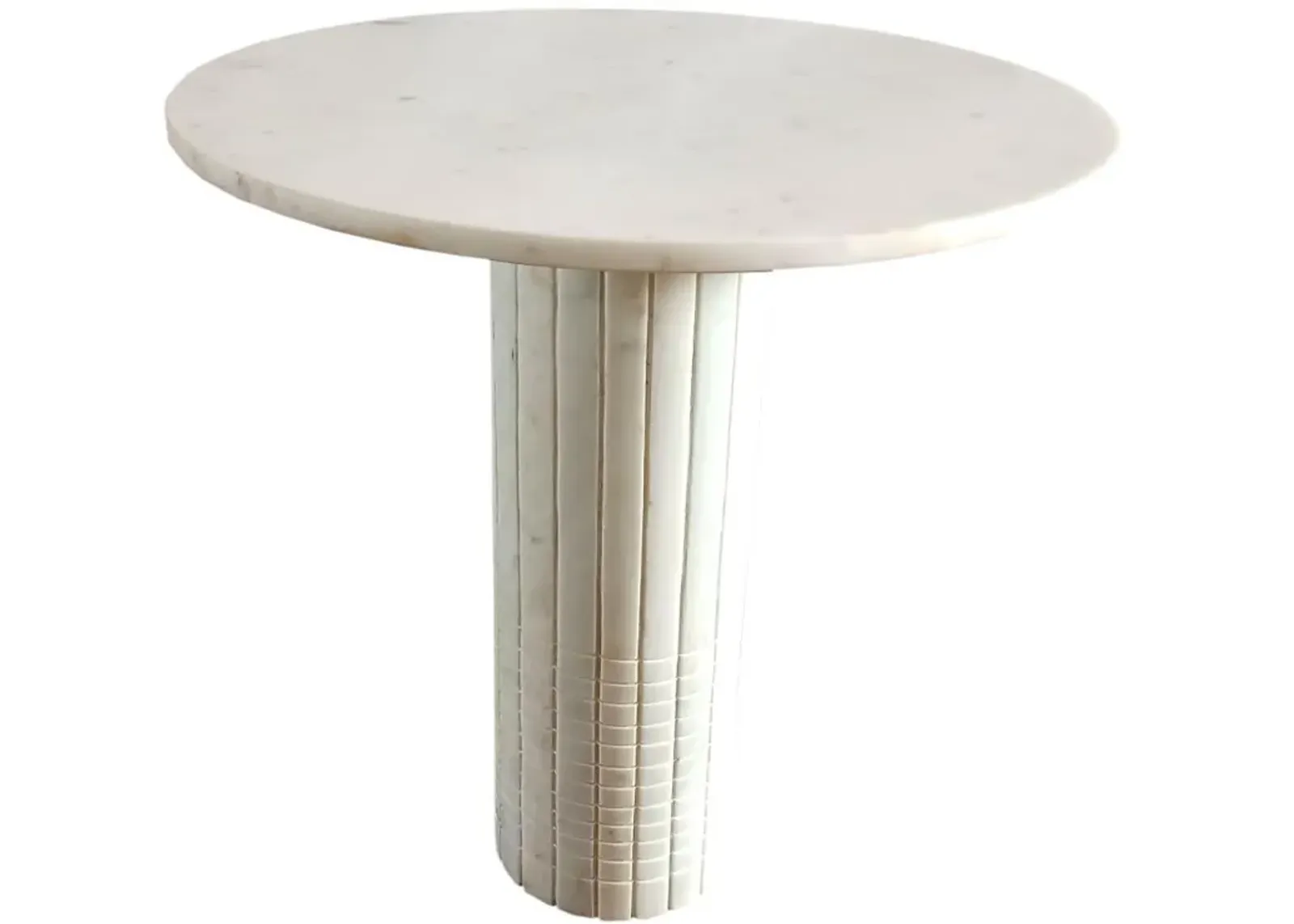 Astoria - Round Genuine Marble Side End Table - White