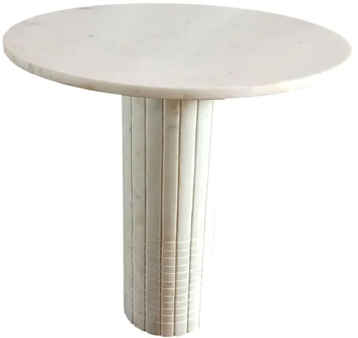 Astoria - Round Genuine Marble Side End Table - White