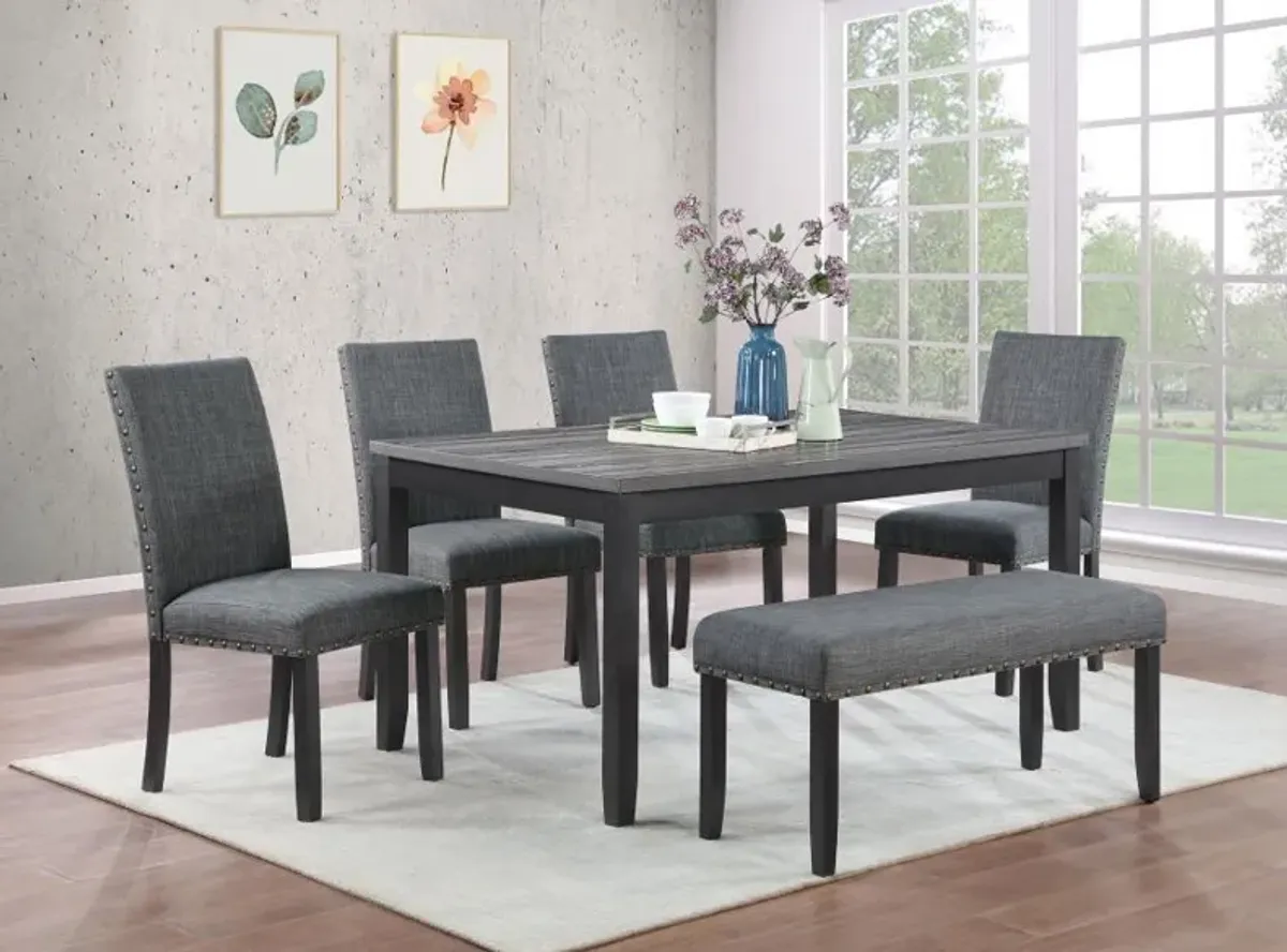 Barlow - 6 Piece Rectangular Dining Table Set - Gray And Black