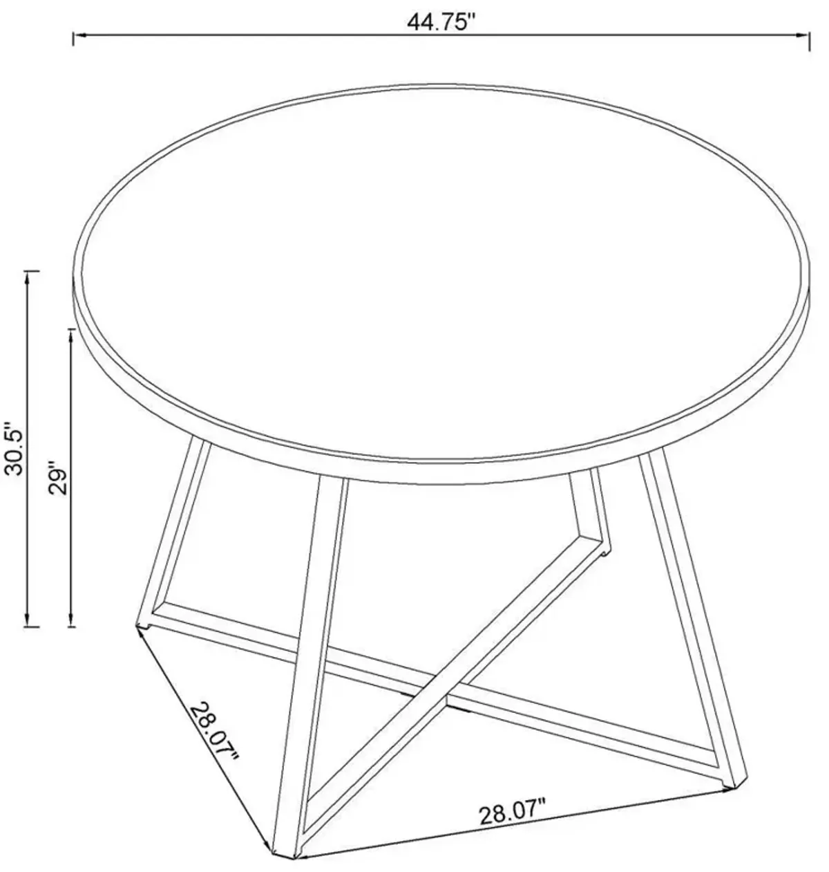 Jillian - Round Mirror Top Dining Table - Black Nickel