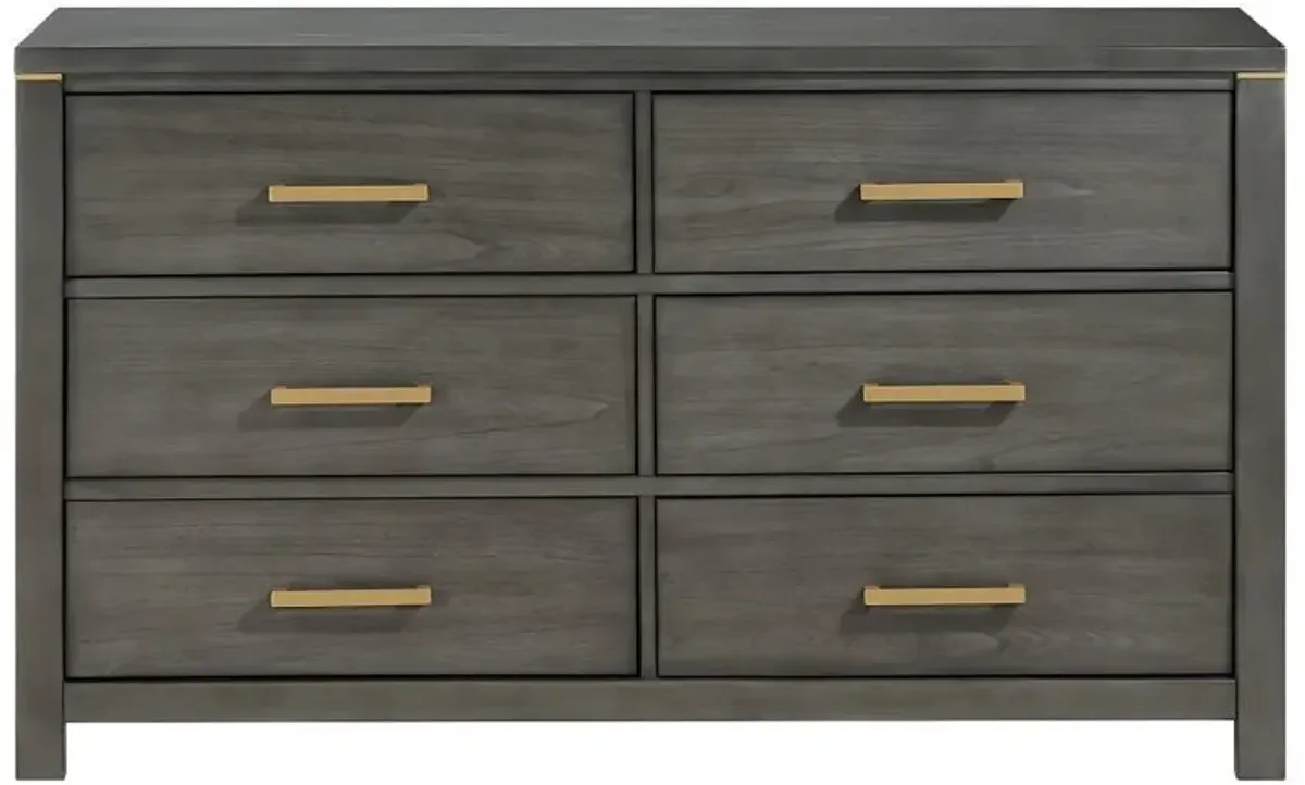 Kieran - 6-Drawer Dresser - Gray