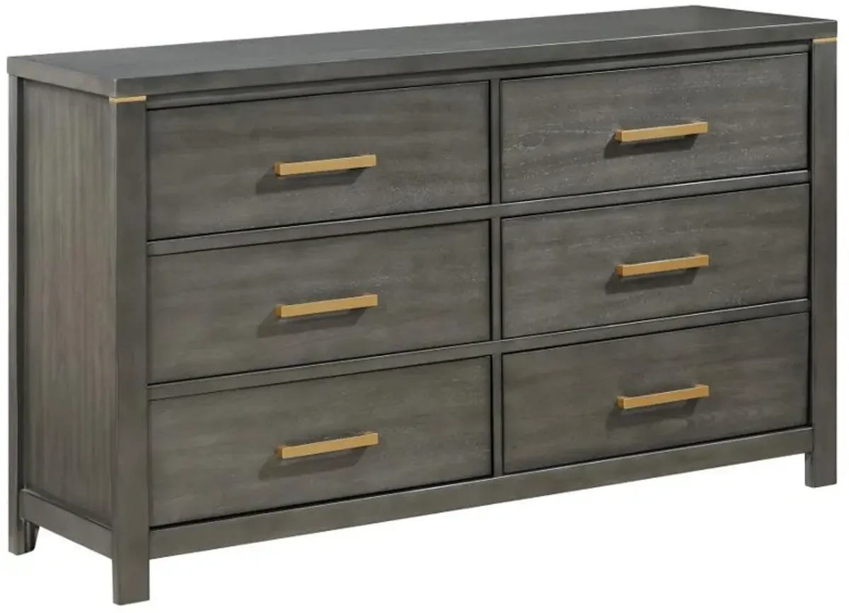 Kieran - 6-Drawer Dresser - Gray