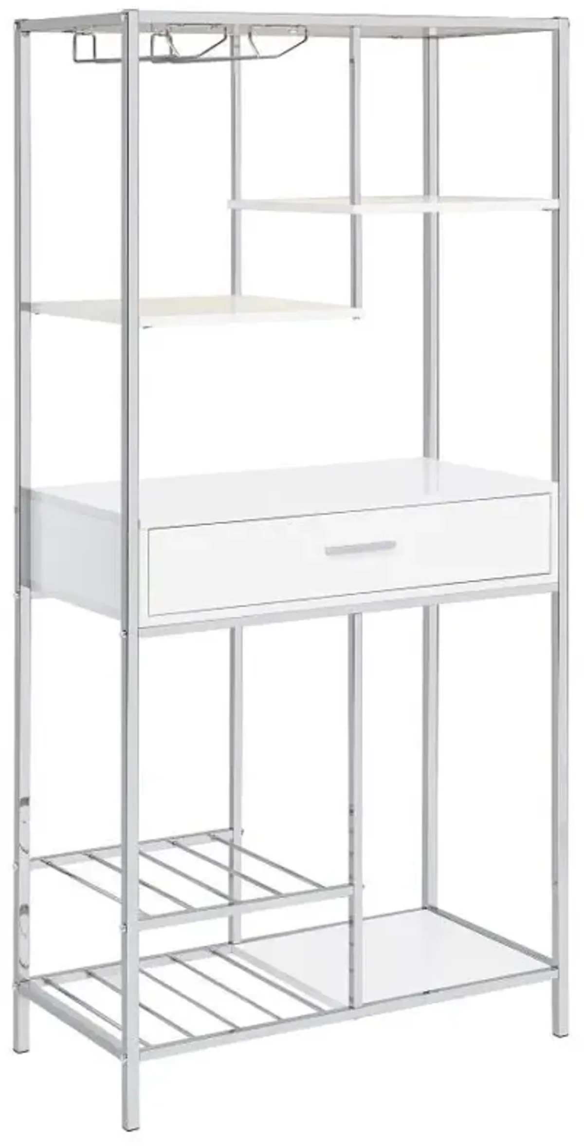 Figueroa - 5-Shelf Wine Storage Bar Cabinet - White High Gloss