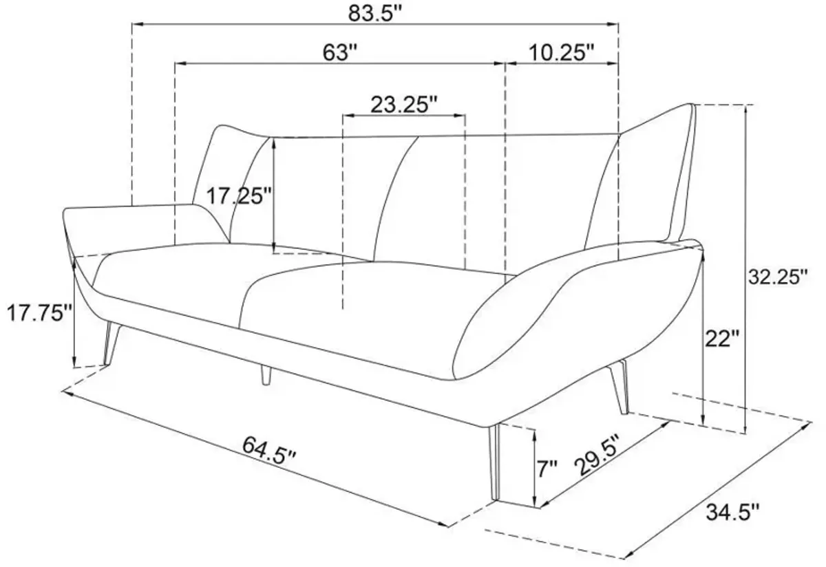 Acton - Upholstered Flared Arm Sofa - Teal Blue