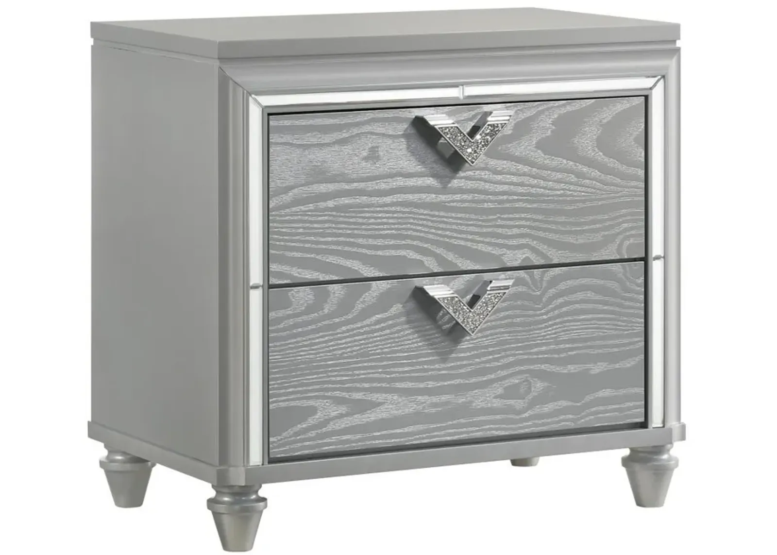 Veronica - 2-Drawer Nightstand - Light Silver