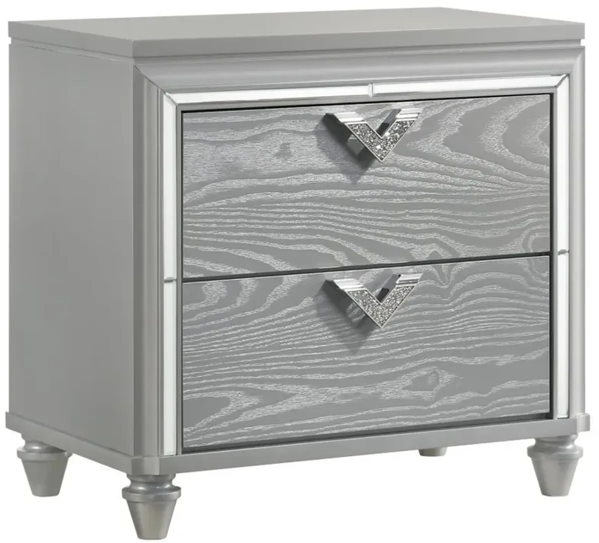 Veronica - 2-Drawer Nightstand - Light Silver