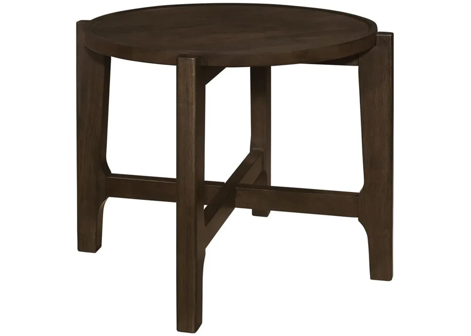 Cota - Round Solid Wood End Table - Dark Brown