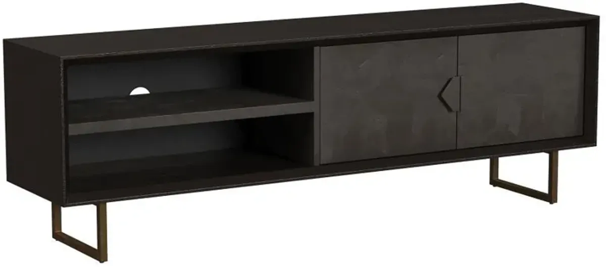 Marsden - 2 Door Mango Wood TV Stand - Charcoal Black