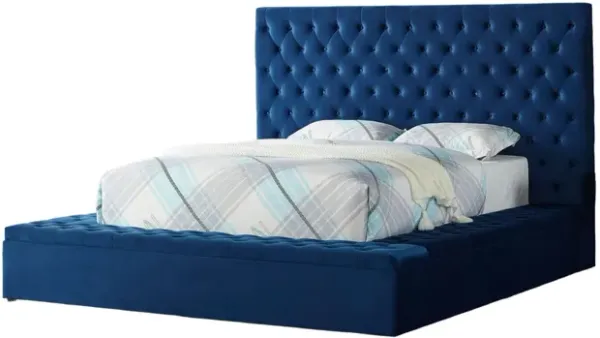 Royal Blue Tufted Upholstered Platform Bed