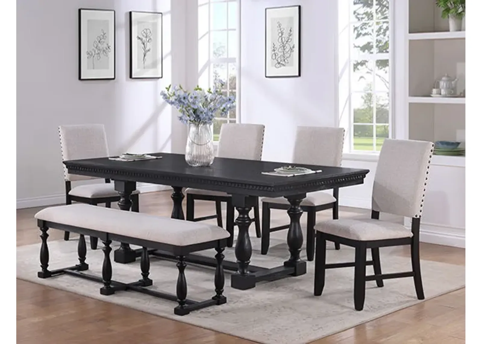 Regent - Dining Table - Charcoal Black