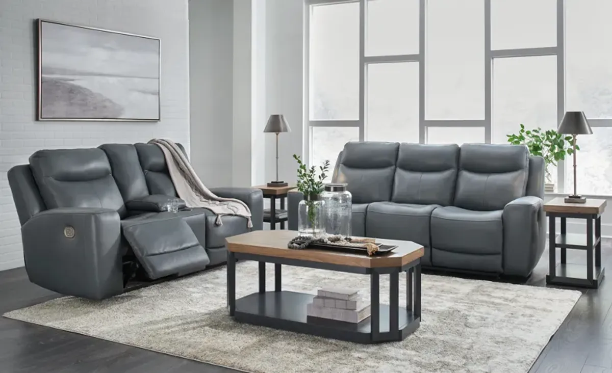 Mindanao - 2 Pc. - Power Reclining Sofa, Power Reclining Loveseat with Console - Steel