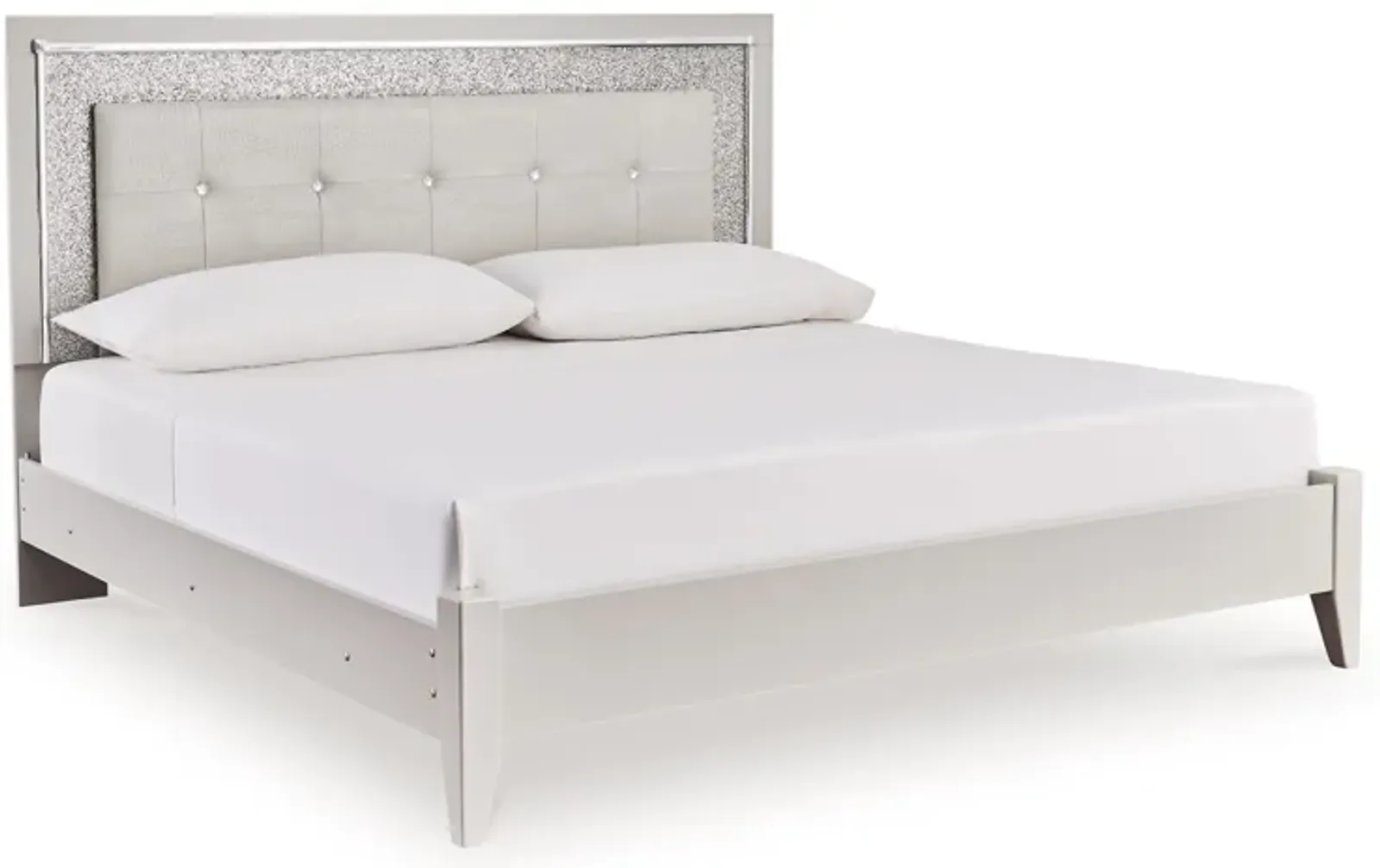 Zyniden - Silver - King Upholstered Panel Bed