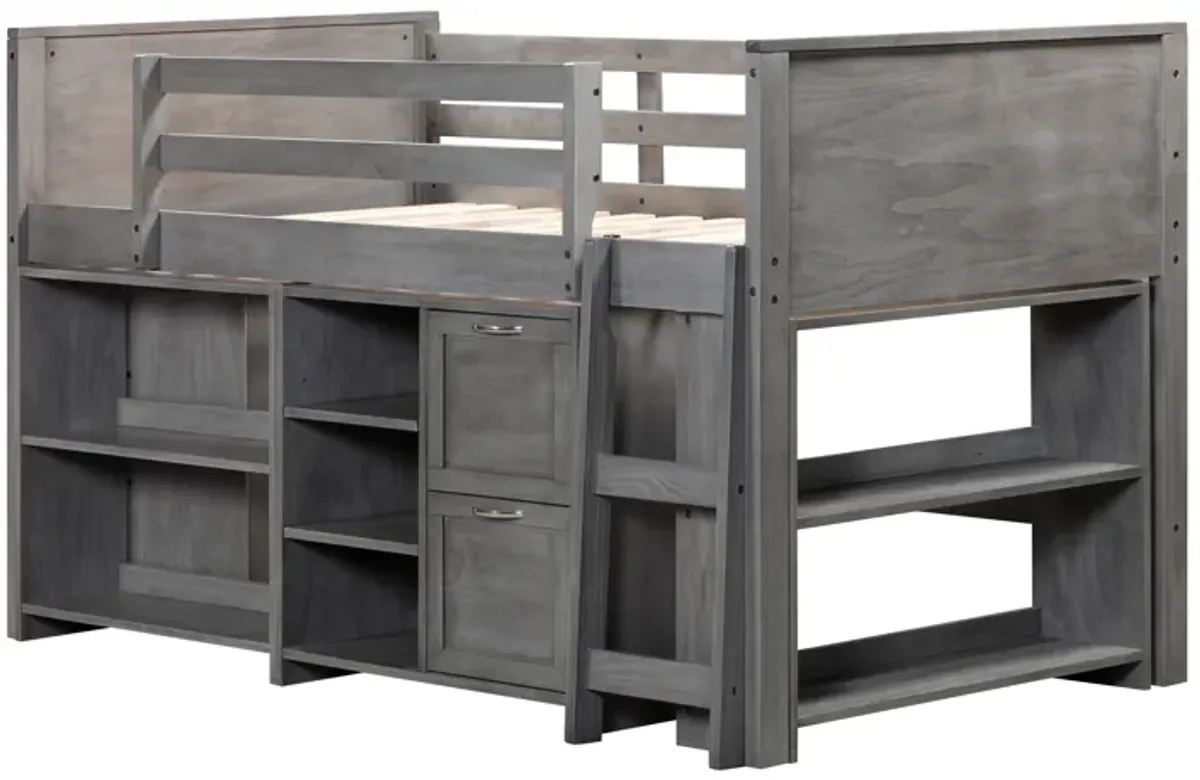 5 Piece Twin Low Loft Storage Bed Set