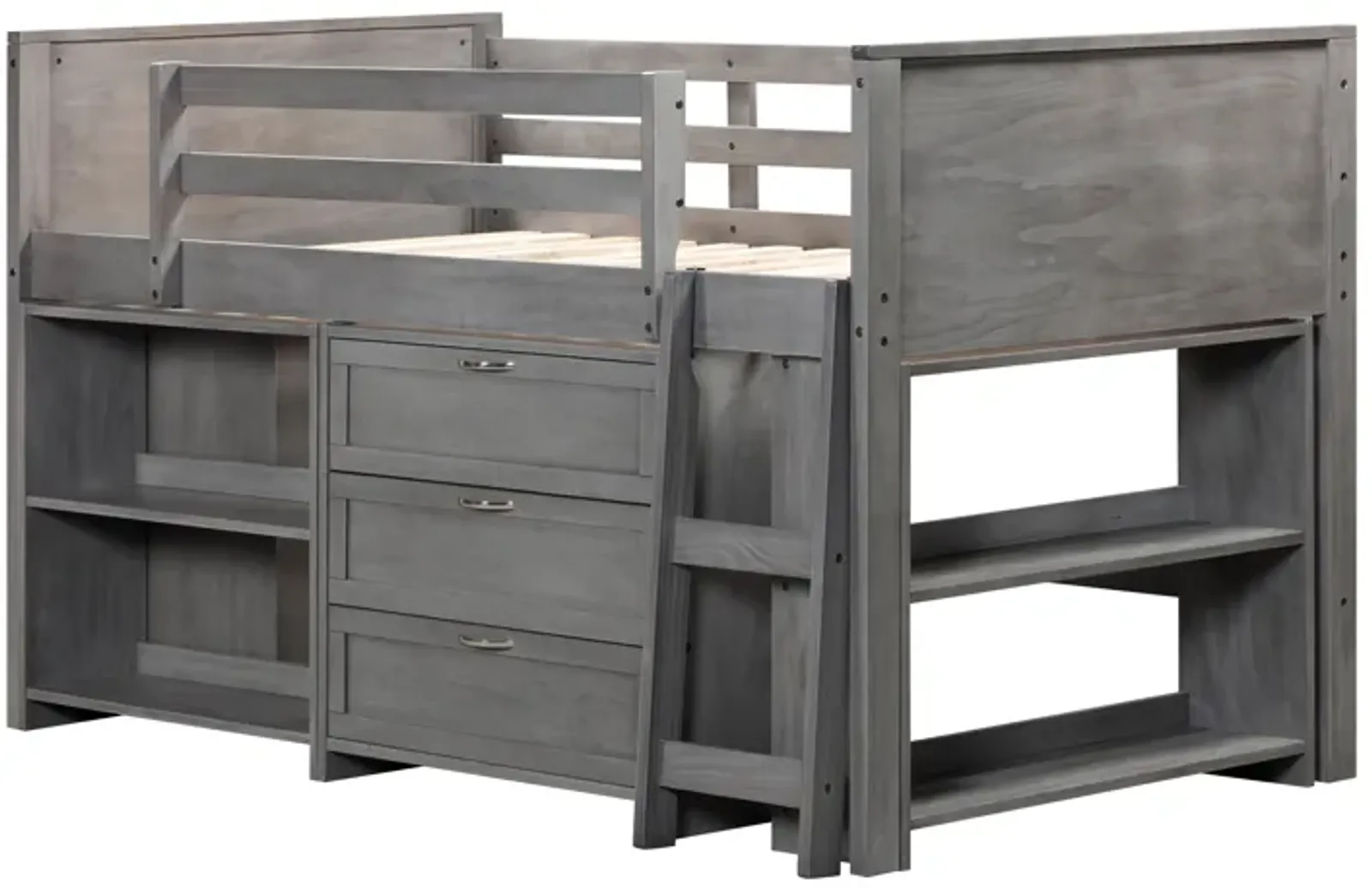 5 Piece Twin Low Loft Storage Bed Set