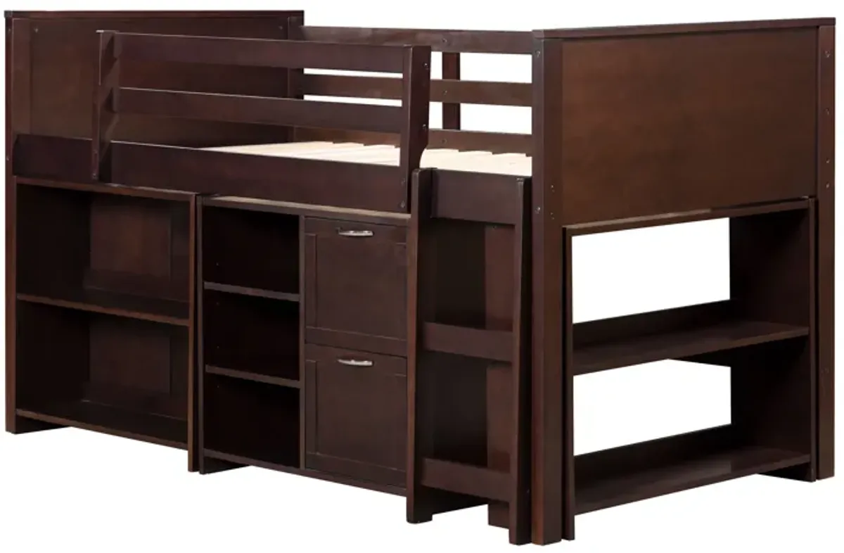 5 PIECE TWIN LOW LOFT STORAGE BED SET