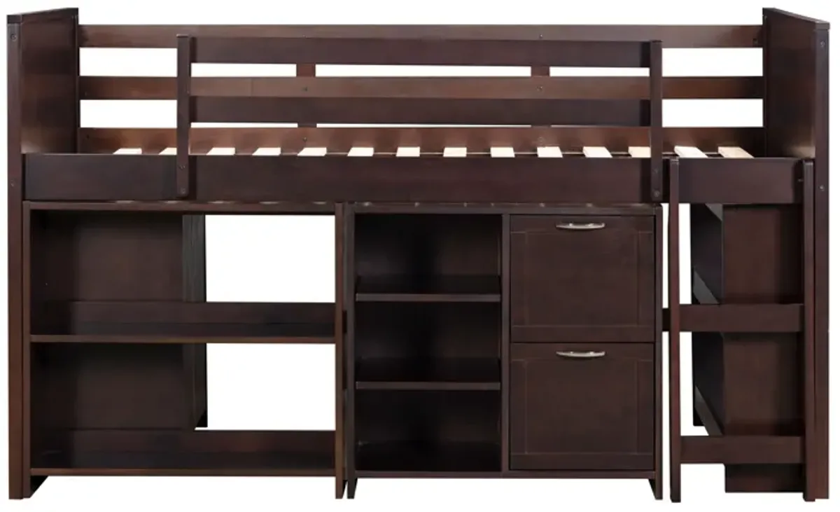 5 PIECE TWIN LOW LOFT STORAGE BED SET