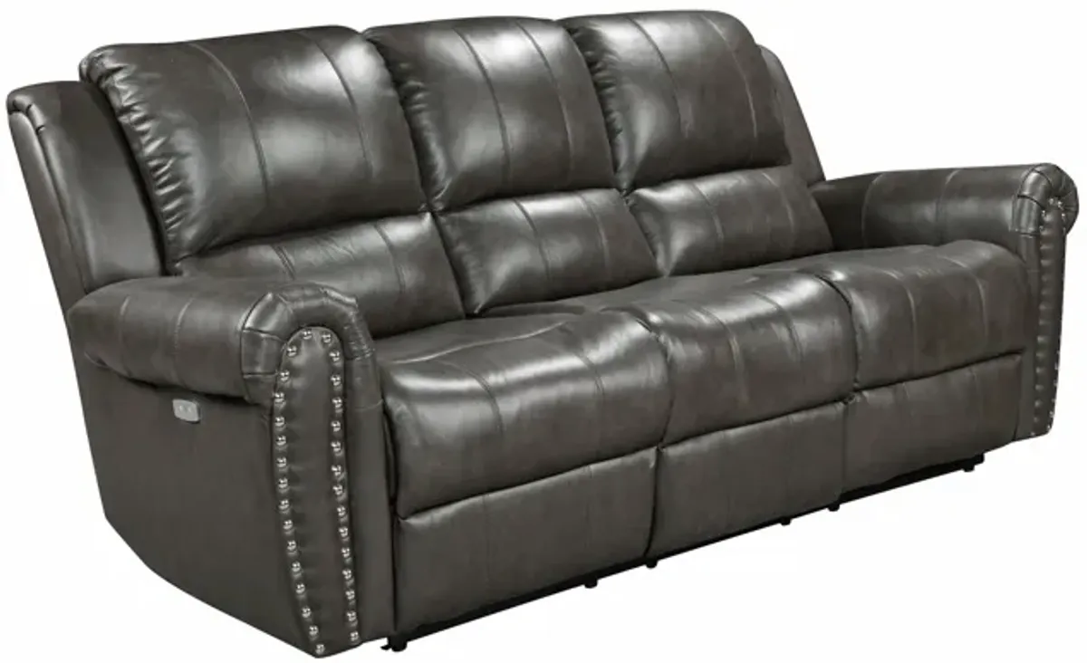 2-Piece Living Room Set: Power Reclining Sofa & Stationary Loveseat - Top Grain Leather