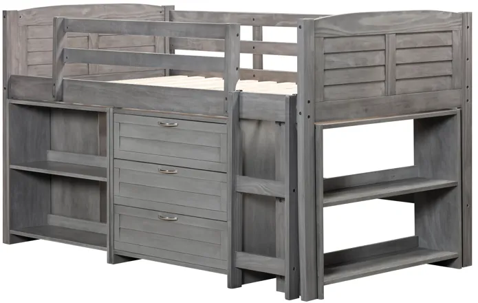 5-Piece Twin-Size Loft Storage Bed with Shelves