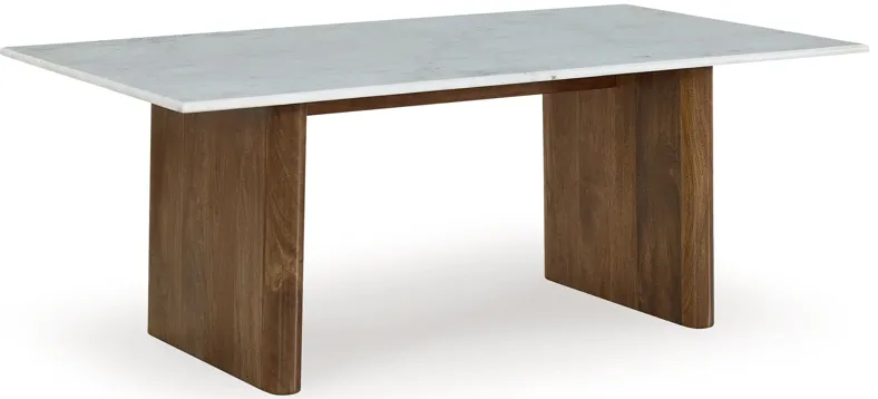 Isanti - Light Brown / White - Rectangular Cocktail Table