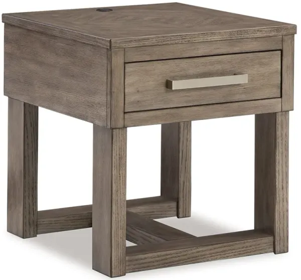 Loyaska - Grayish Brown - Rectangular End Table