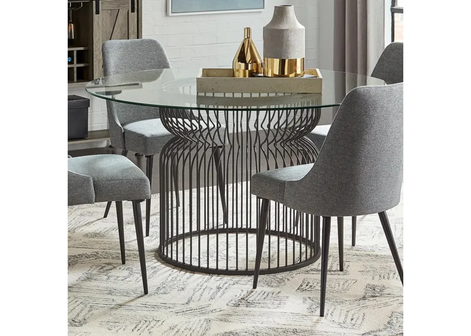 Granvia - Round Metal Dining Table Base - Gunmetal