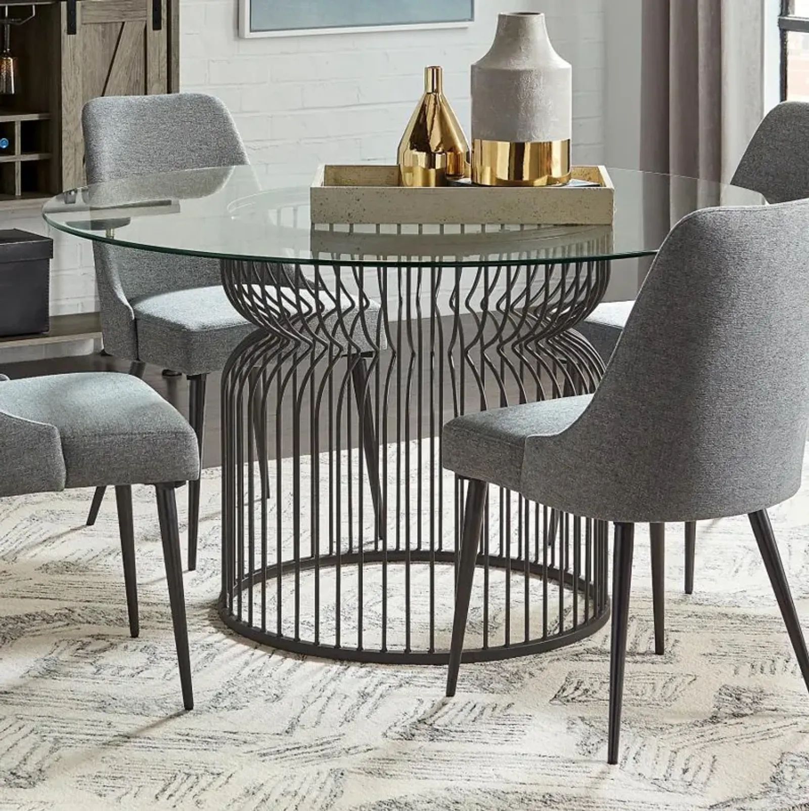 Granvia - Round Metal Dining Table Base - Gunmetal