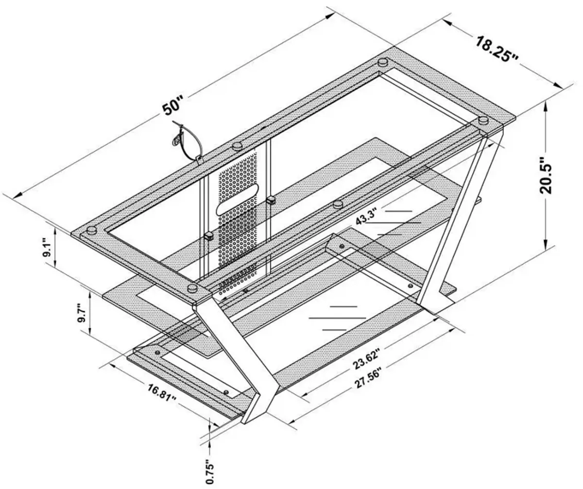 Donlyn - 2-Tier Metal TV Stand With Glass Shelves - Black