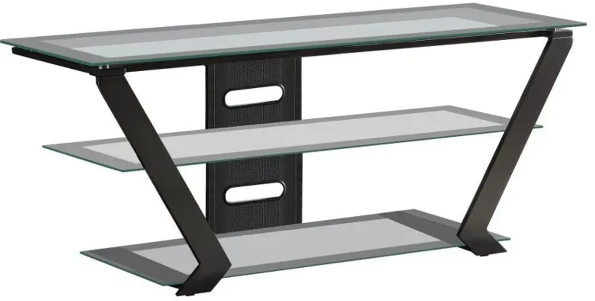 Donlyn - 2-Tier Metal TV Stand With Glass Shelves - Black