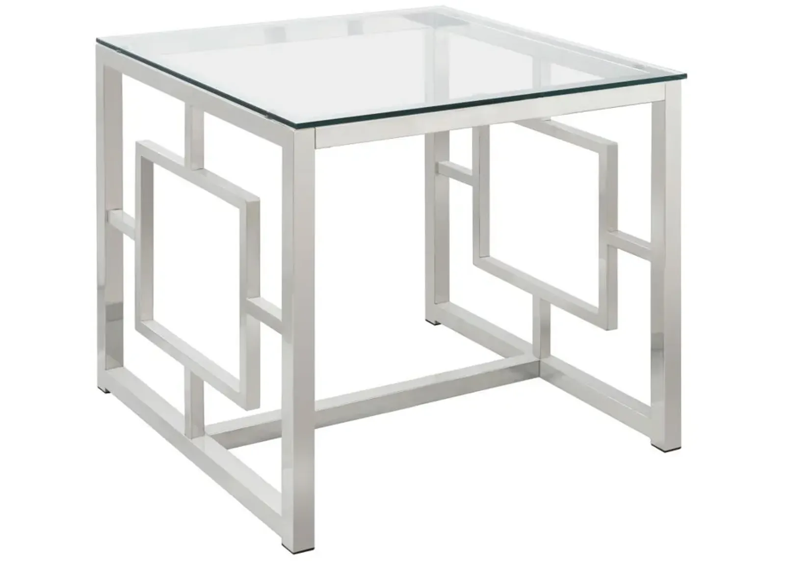 Merced - Square Glass Top Side End Table - Nickel