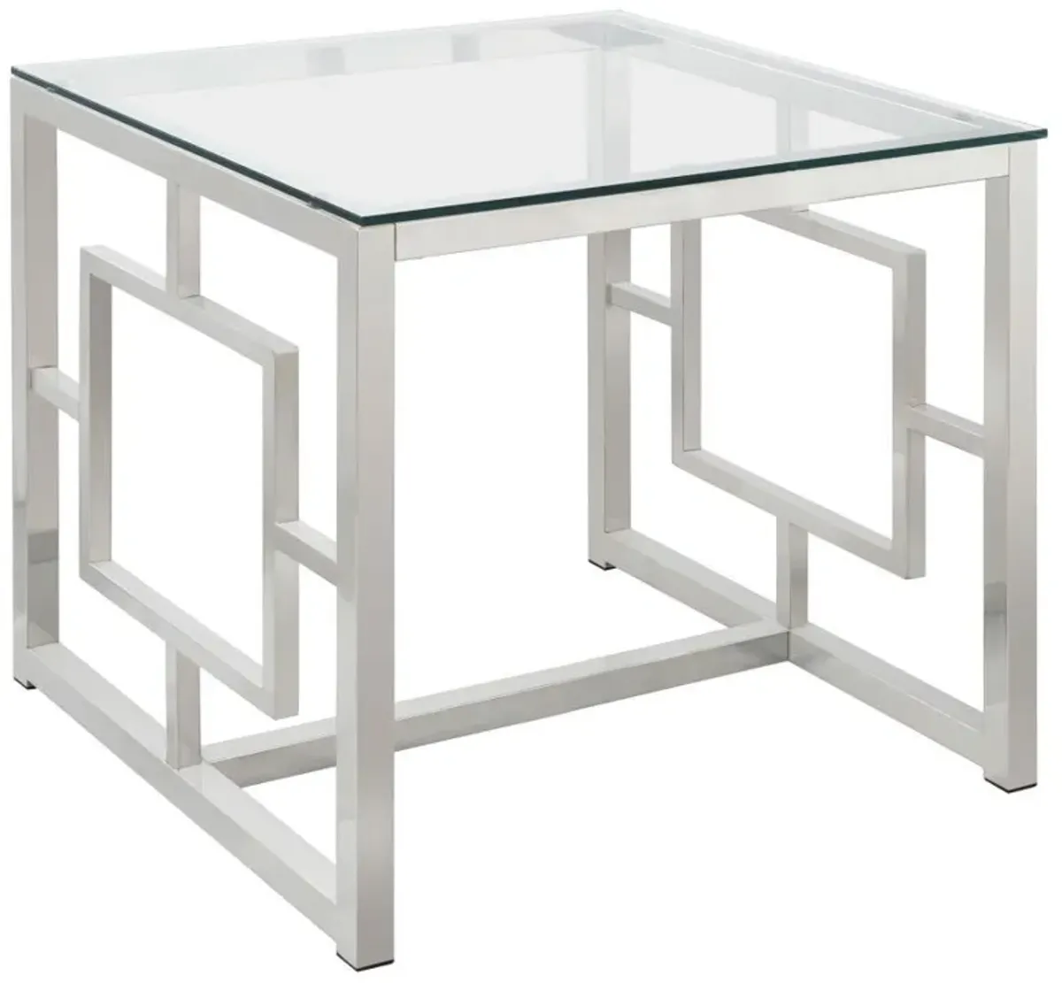 Merced - Square Glass Top Side End Table - Nickel