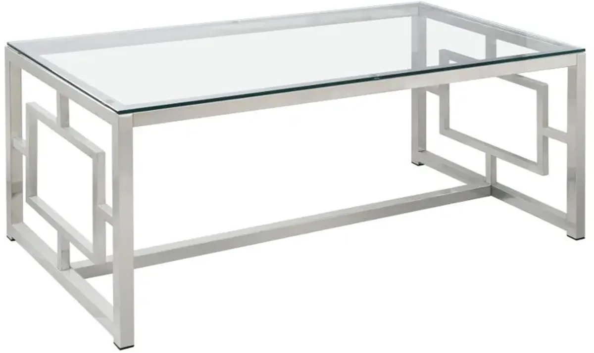 Merced - Rectangular Glass Top Coffee Table - Nickel