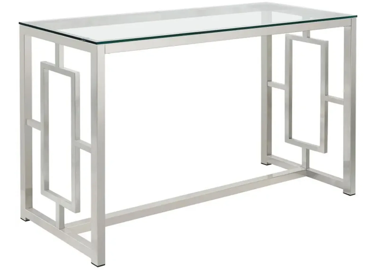 Merced - Glass Top Metal Entryway Sofa Console Table - Nickel