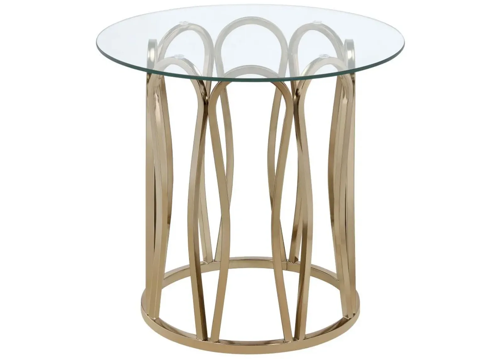 Monett - Round Glass Top Side End Table - Chocolate Chrome