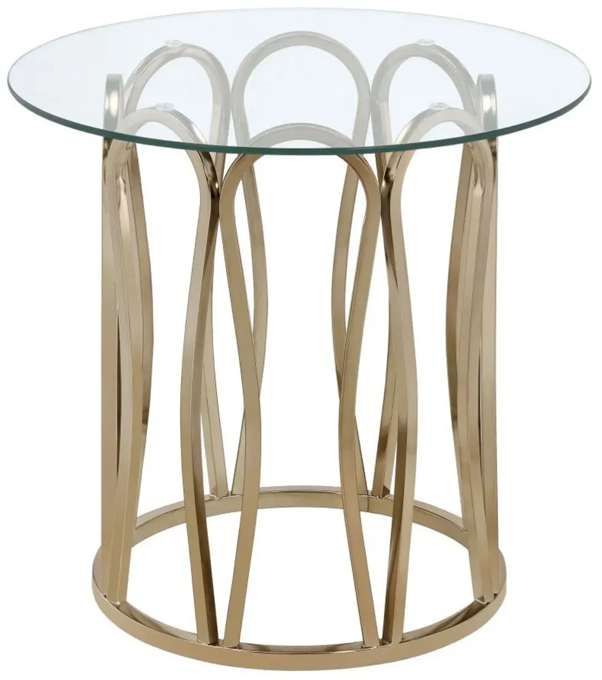 Monett - Round Glass Top Side End Table - Chocolate Chrome