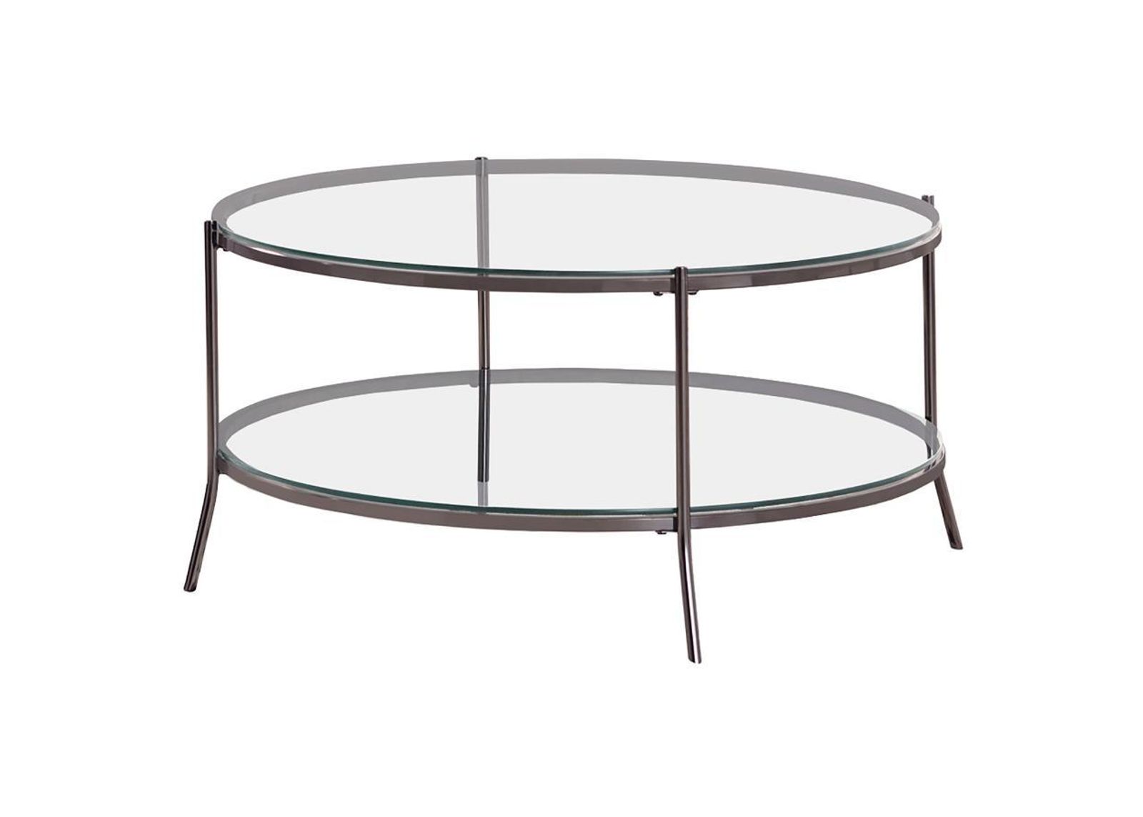 Laurie - Glass Top Round Coffee Table - Black Nickel And Clear