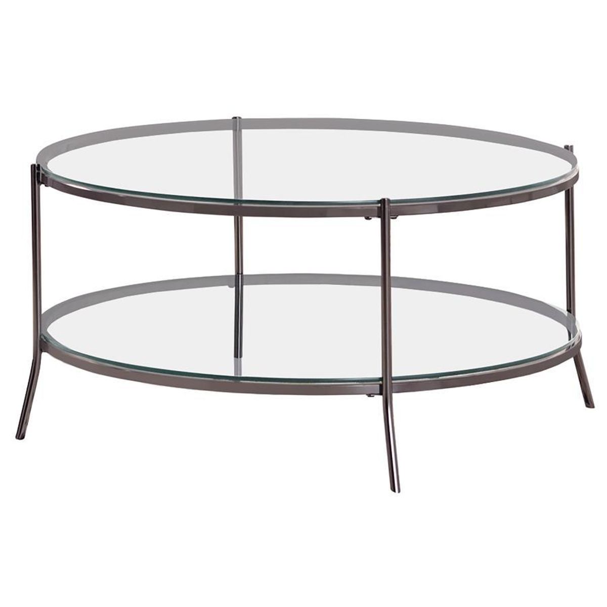 Laurie - Glass Top Round Coffee Table - Black Nickel And Clear