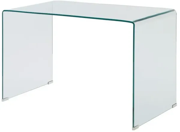 Ripley - Tempered Bent Glass Writing Desk Clear - Clear Glass