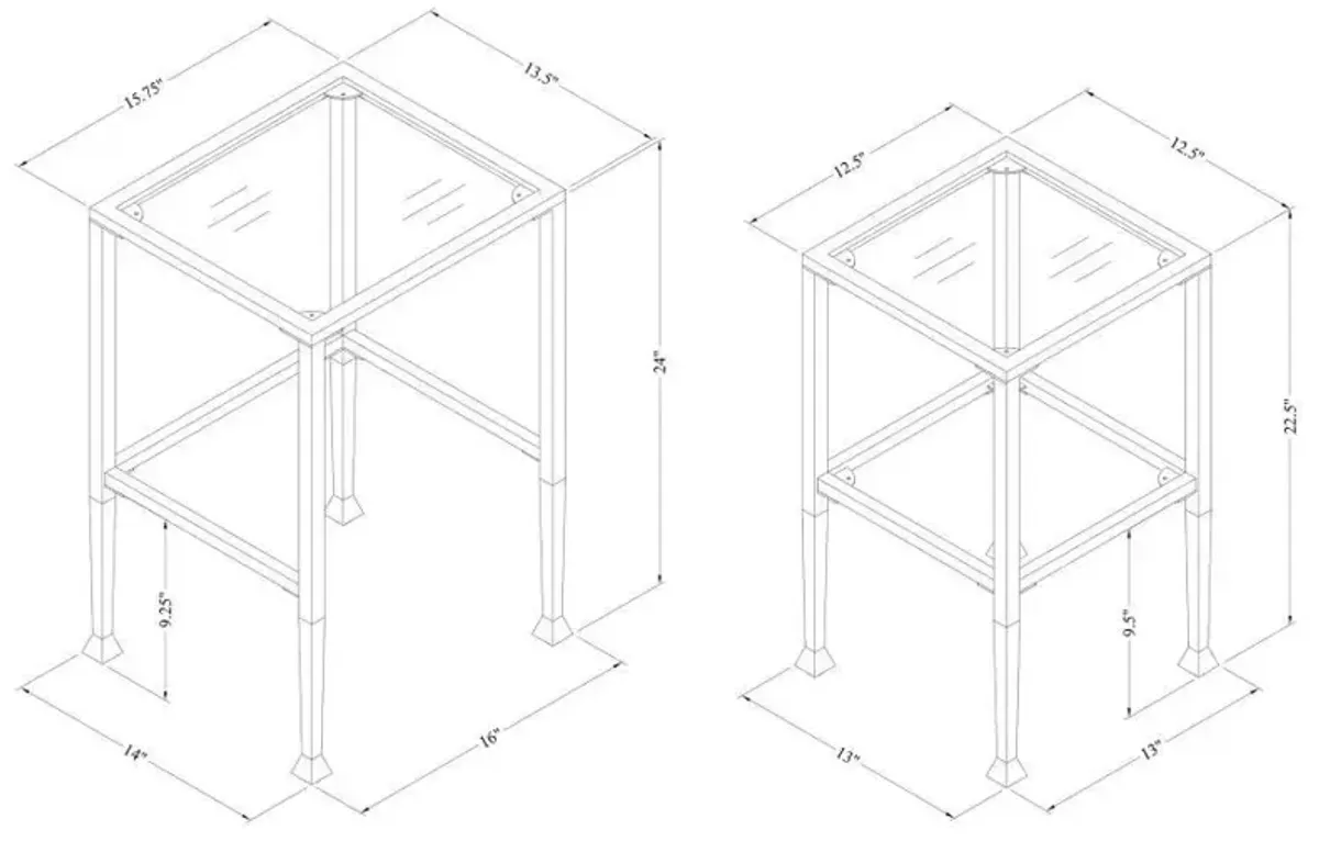 Leilani - 2 Piece Glass Top Nesting Table Set - Black