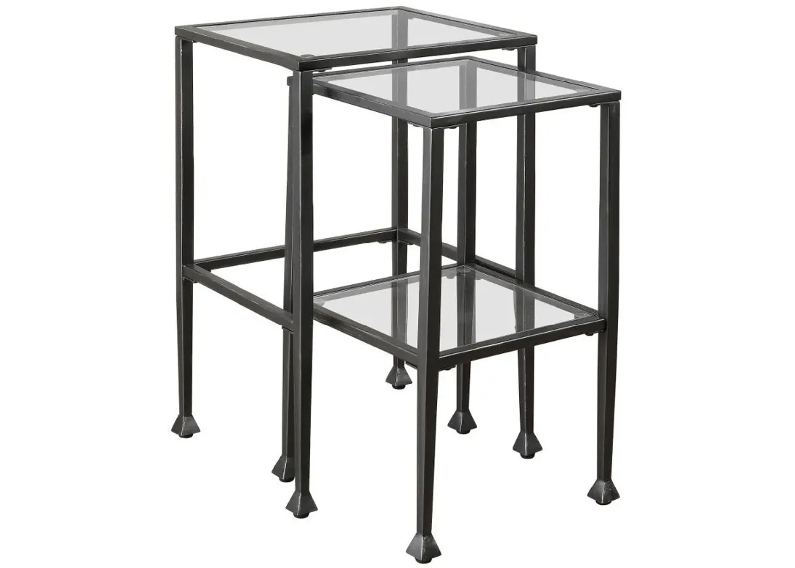 Leilani - 2 Piece Glass Top Nesting Table Set - Black